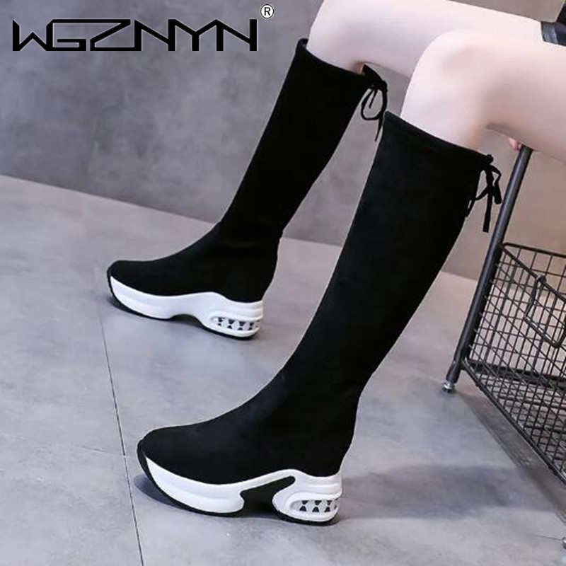 Knee High Boots Women - Зимние теплые высокие сапоги на массивной