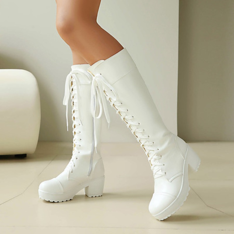 Knee High Boots Women - Женские армейские ботинки до колена на