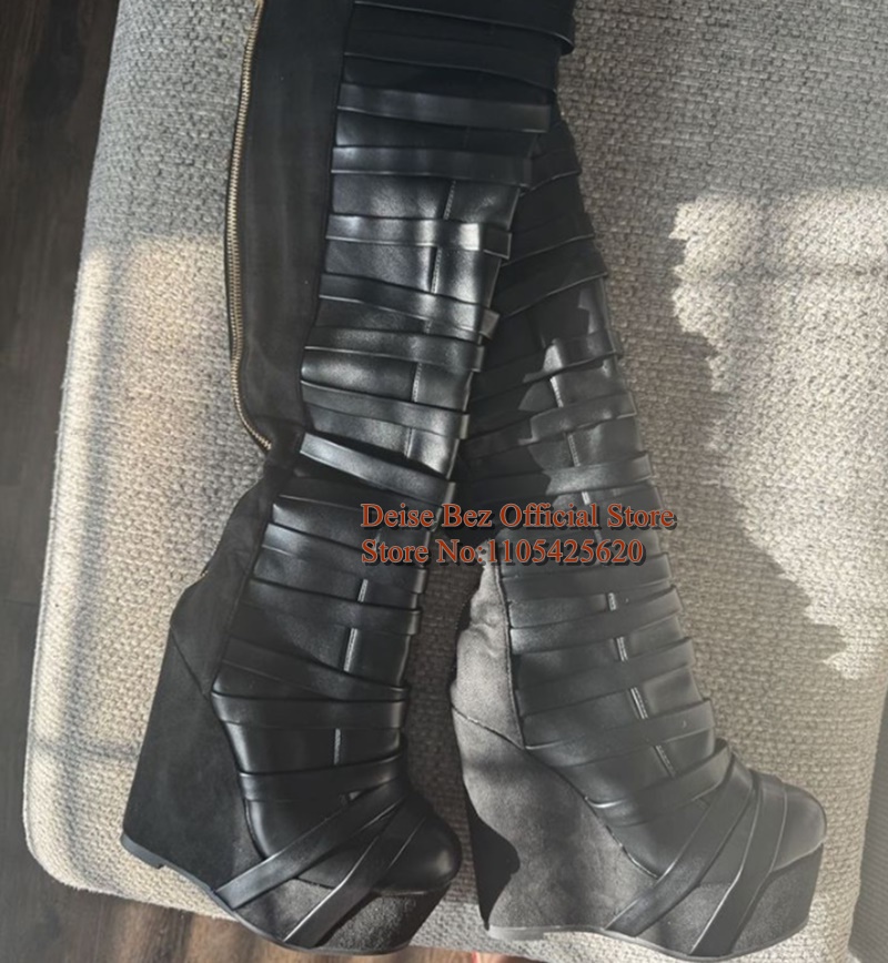 Черные плиссированные сапоги н – обзор и цена Knee High Boots Women