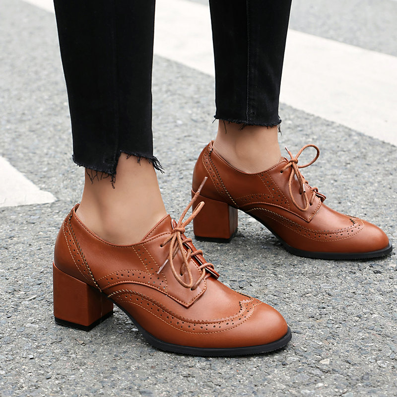 Большие размеры 36–48, коричне – обзор и цена Oxford Lace Up Women